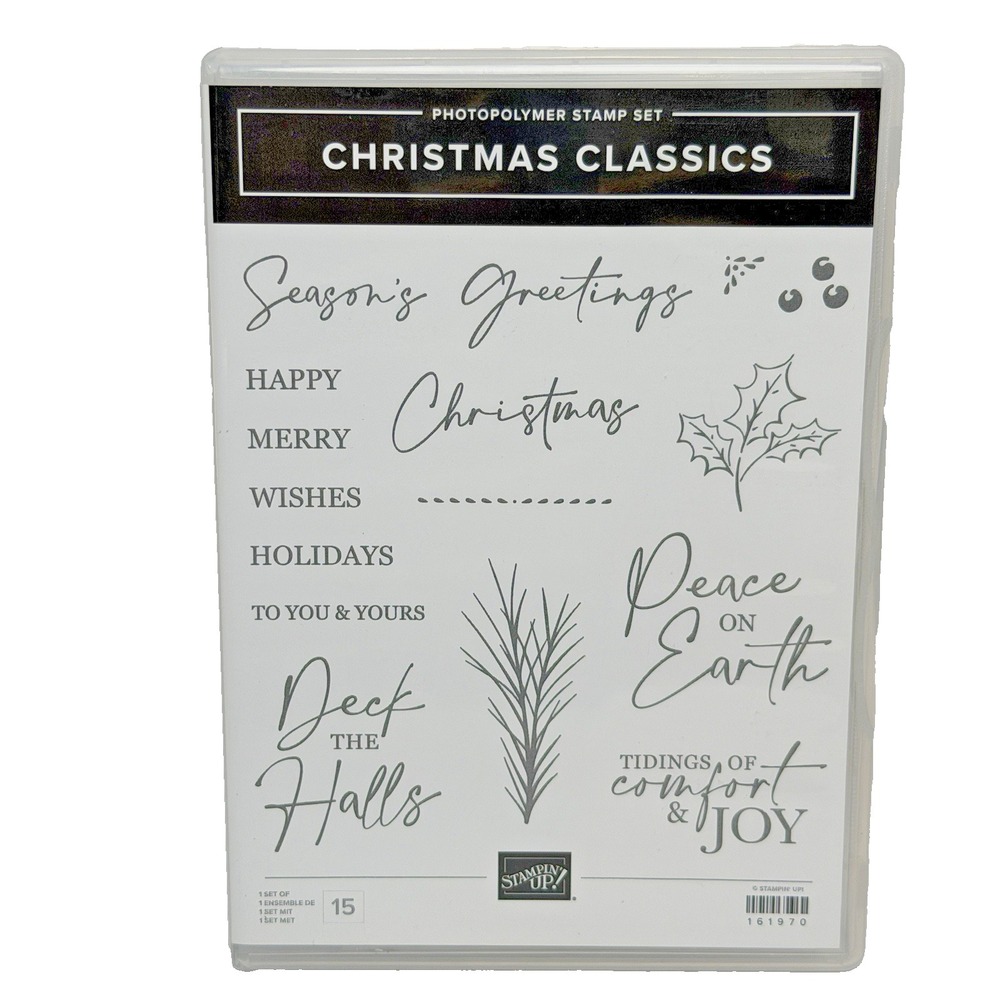 Stampin' Up! CHRISTMAS CLASSICS Stamp Set of 15 Stamps Photopolymer 161970 NEW
